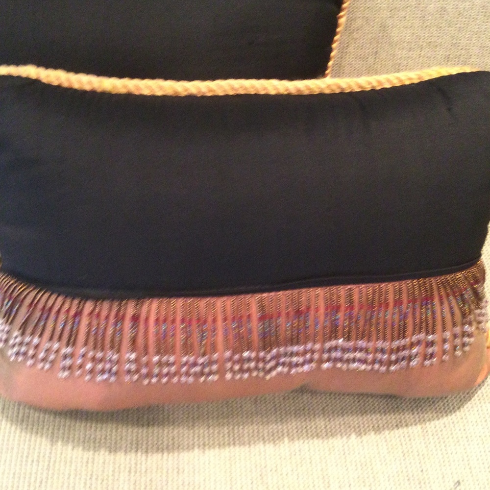 Two Fancy Decorative Luxury Handcrafted Throw Pillows For Bed or Sofa